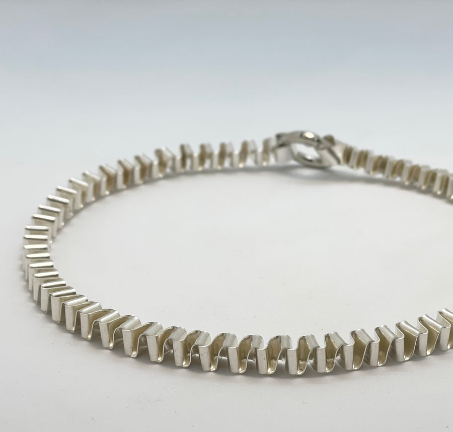 Pure Silver folded strips- Necklace