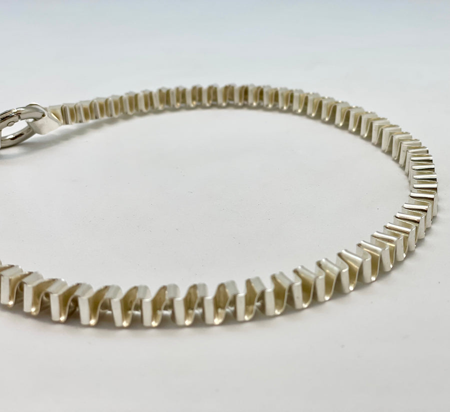 Pure Silver folded strips- Necklace